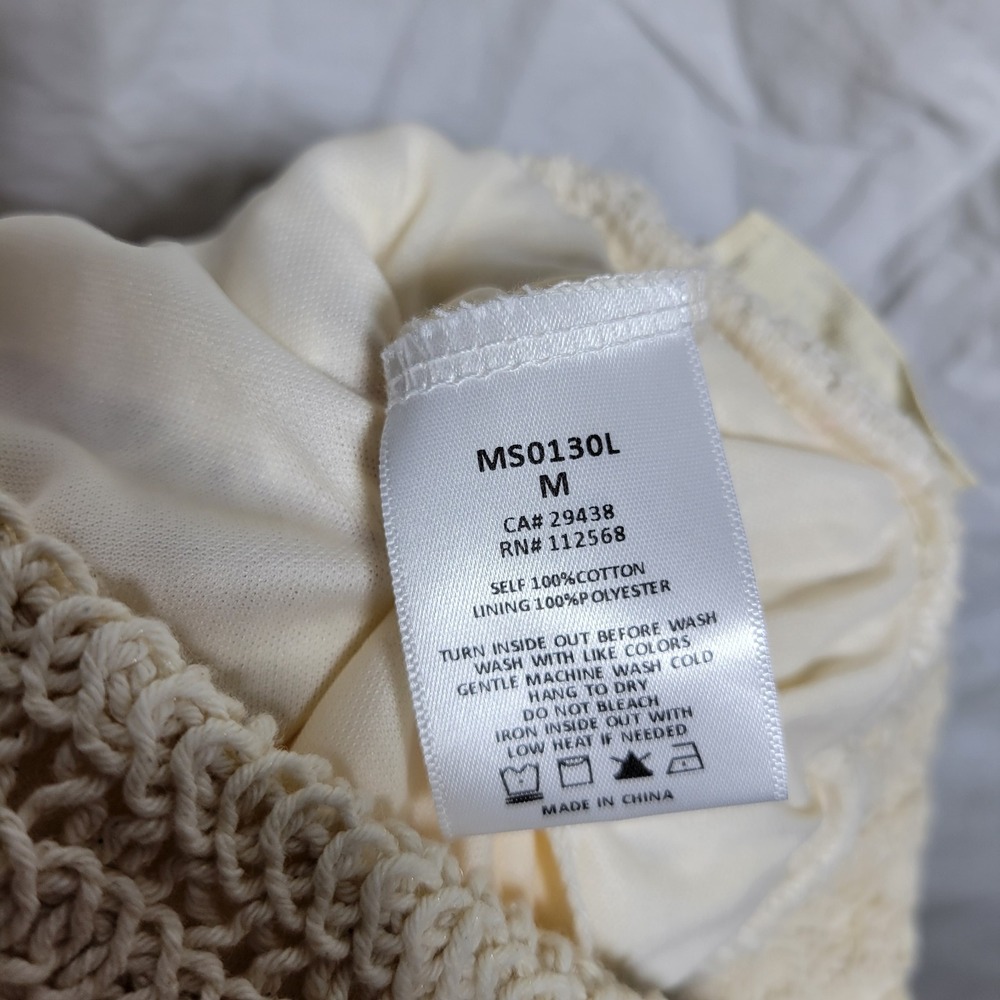 Miss Me Crochet Lace Maxi Skirt Cream Bohemian Festival Women's Medium Lined - Picture 6 of 7